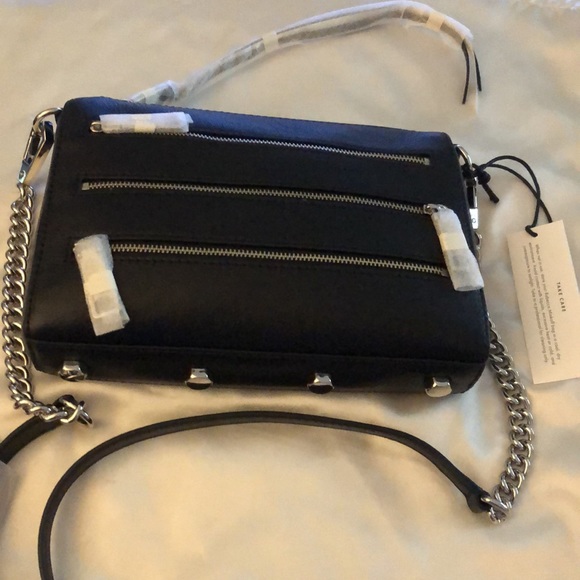 Rebecca Minkoff Mini 5 Zip Black Leather Crossbody Chain & Leather Strap NWT - Picture 14 of 14